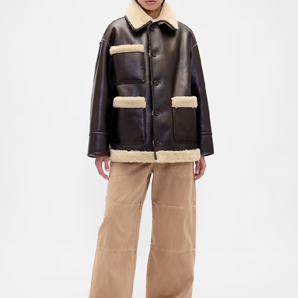 Gap × Sandy Liang Reversible Vegan Leather Sherpa Jacket S/M - Picture 5 of 5